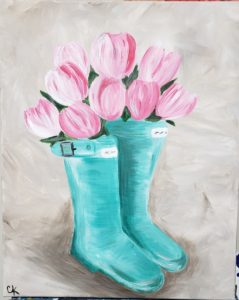 Spring boots and tulips Painting Eau Claire Paint Shack