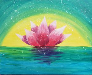 Lotus flower painting at the Paint Shack a perfect night out in Eau Claire