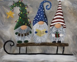 sledding gnomes Painting at The Paint Shack in Eau Claire