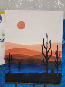 Sunny Southwest painting at the Paint Shack in Eau Claire