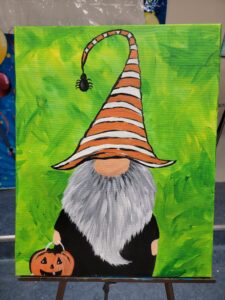 Scary Halloween gnome painting at the Paint Shack in Eau Claire