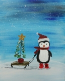 Winter -Penguin with a Sled