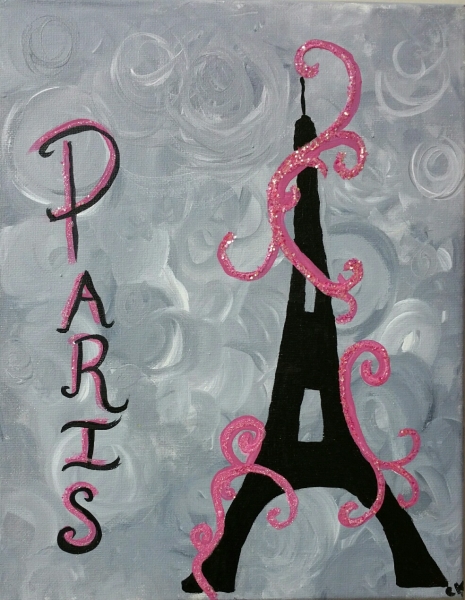 Paris with pink glitter