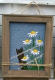 Denim Canvas Fence and Flowers 8x10