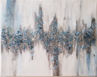 Abstract - Blue and Silver with shattered glass