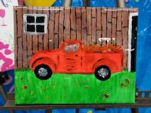 Xcelent Guest Creation - Red Truck with pumpkins canvas
