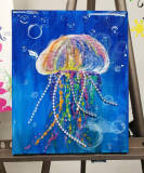 Jellyfish with shattered art and pearl strings