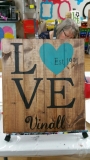 Wood LOVE with Personalized name and est (14x16)