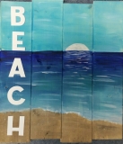 Wood BEACH painted board (14x16)