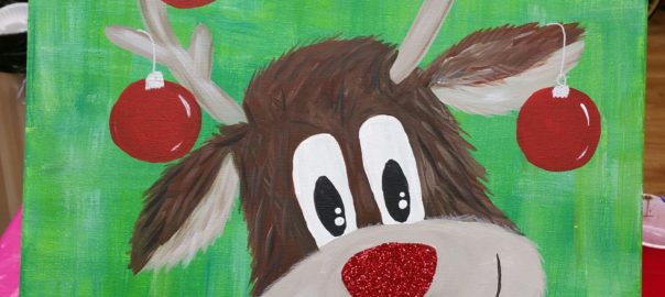 Fun reindeer at the Paint Shack in Eau Claire