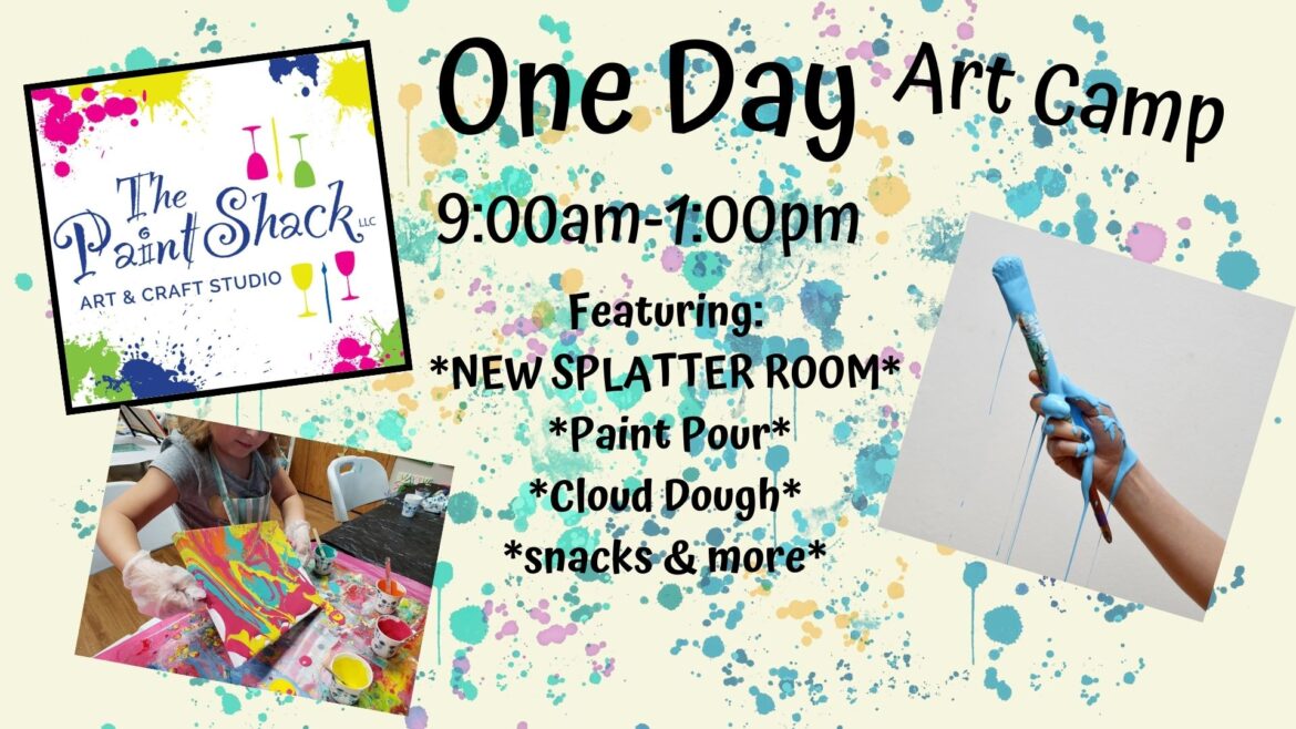one day art camp splatter room