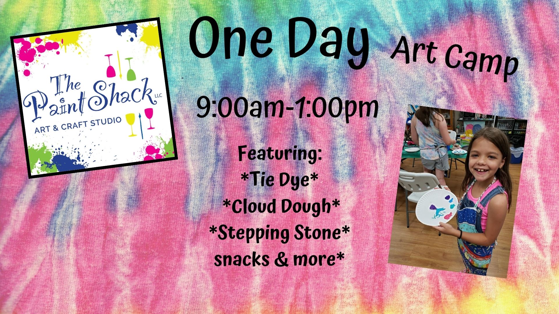 *1 DAY ART CAMP - (Tie Dye, Stepping Stones & Cloud Dough)