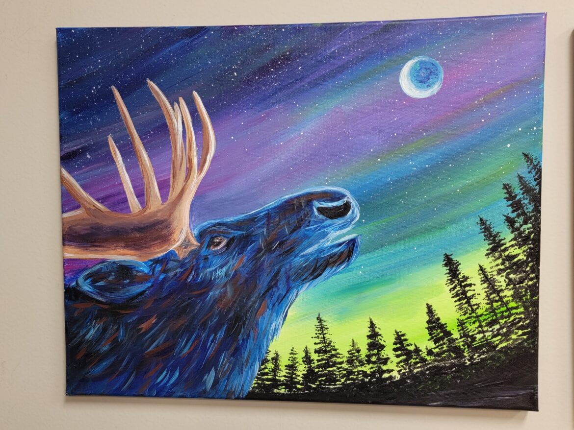 Moonlit Moose at the Paint Shack
