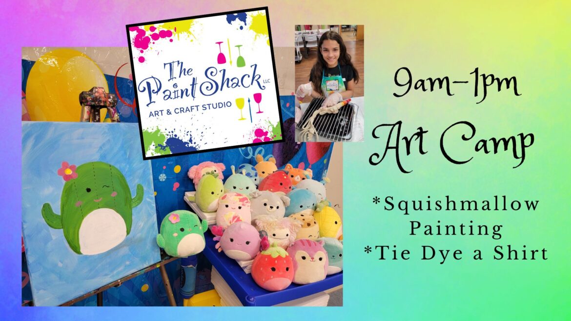 Squishmallow & Tie Dye art Camp at the Paint Shack in Eau Claire