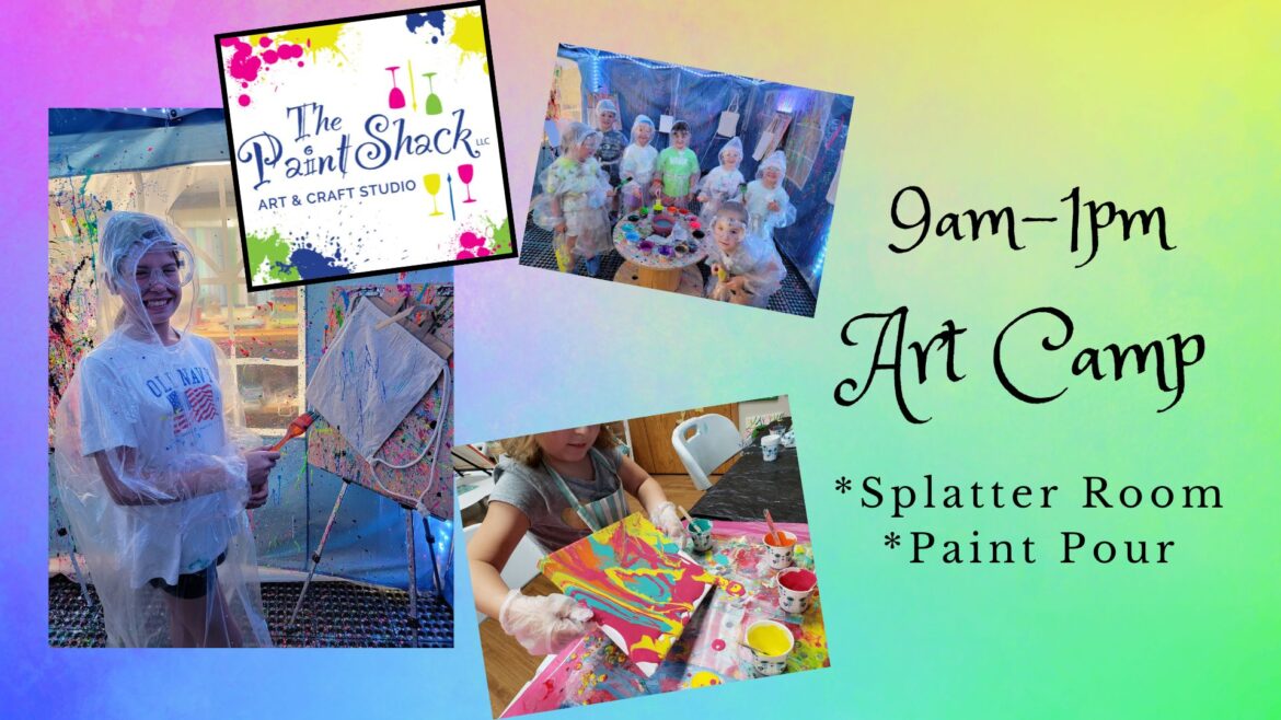 Paint Pour and Splatter Room Art Camp at the Paint shack in Eau Claire WI