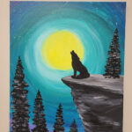 Wolf Howling on a Cliff