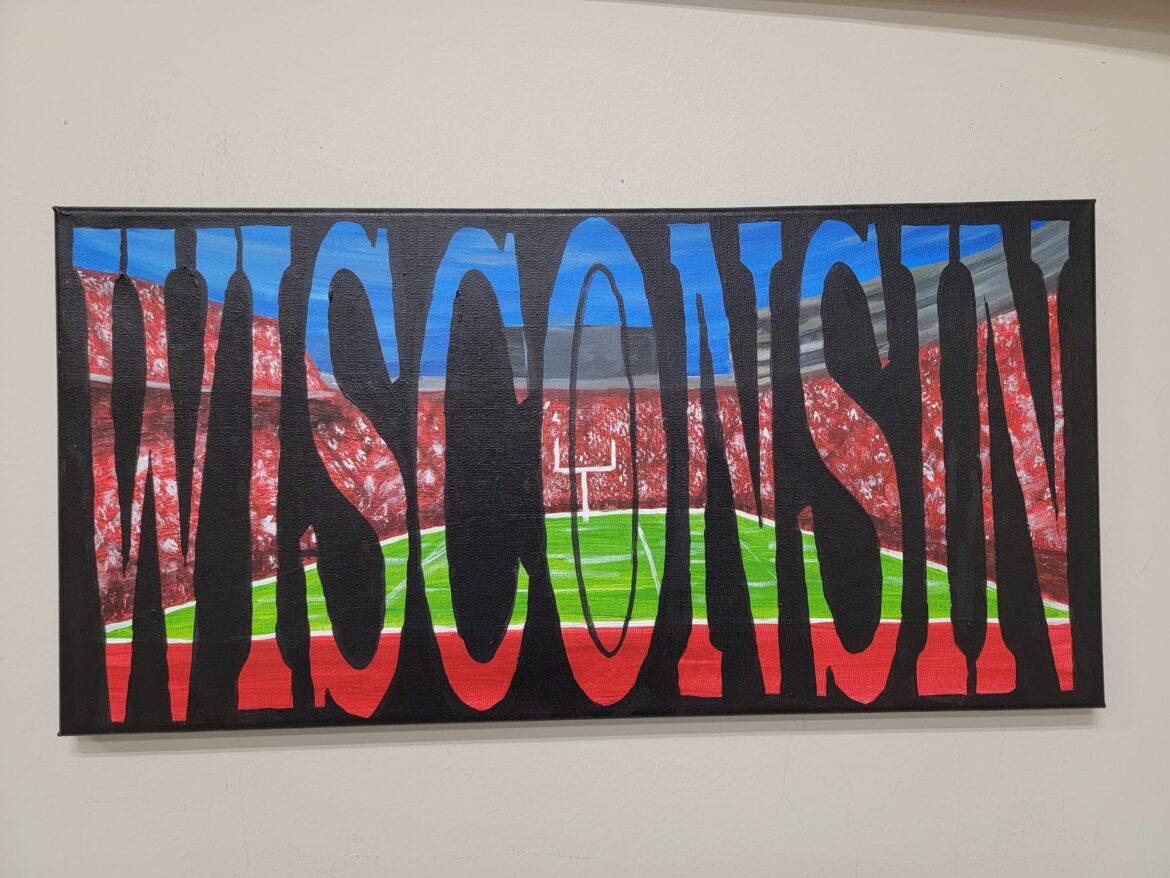 Wisconsin Stadium 10x20 painting. This is so much fun. Creative fun for everyone!