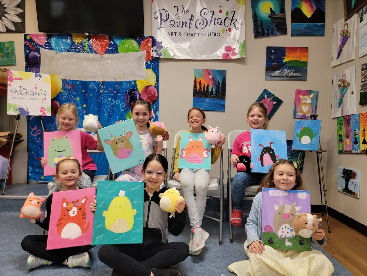 Painting Squishmallows at the Paint Shack in Eau Claire